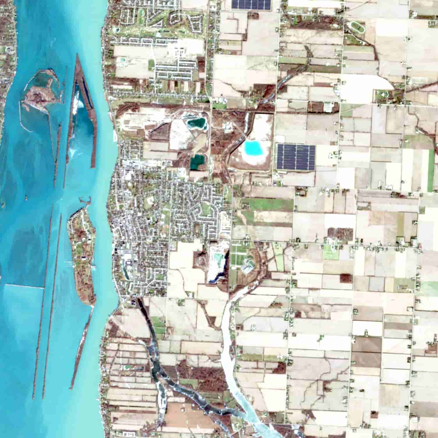 Satellite view of the Detroit River