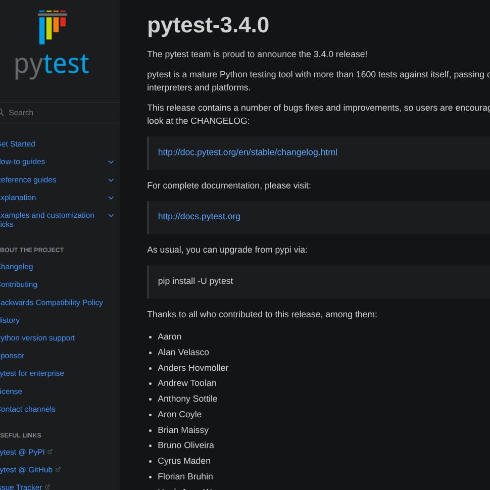 Pytest 3.4.0 release announcement
