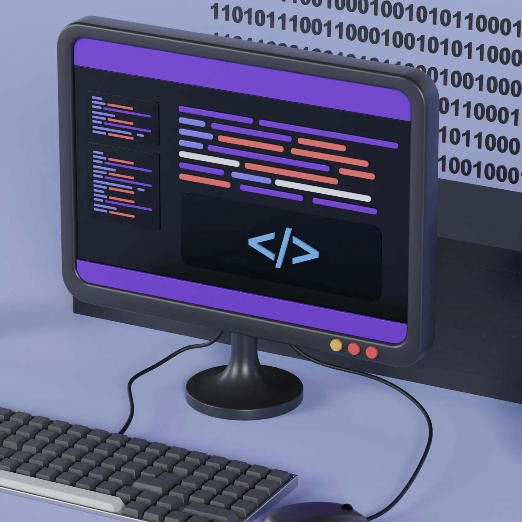 Mock of a desktop with an IDE open